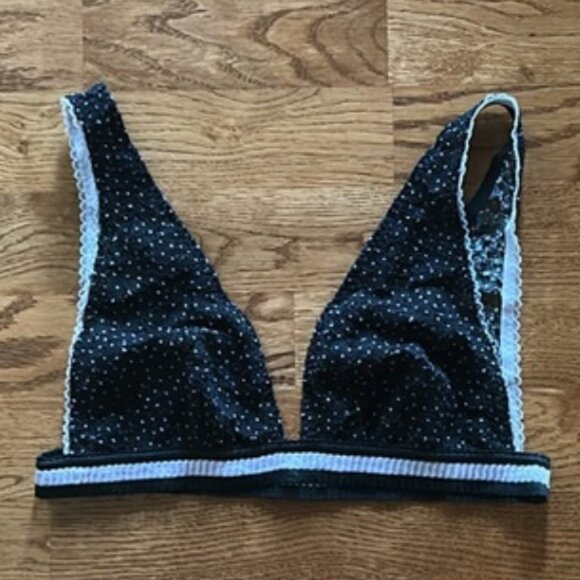 Free People Intimately Triangle Bra S Bralette Women Lounge Black Lace Mesh NWOT - Picture 1 of 4